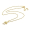 Brass Micro Pave Clear Cubic Zirconia Pendant Necklace, Bowknot, Real 18K Gold Plated, 19.84 inch(504mm)