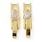 Rack Plating Brass Micro Pave Cubic Zirconia Watch Band Clasps, Long-Lasting Plated, Lead Free & Cadmium Free, Real 18K Gold Plated, 21.5x5.5x4mm, Hole: 3.5x3mm