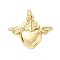 Brass Pendants, Heart with Wings, Rack Plating, Long-Lasting Plated, Lead Free & Cadmium Free, with Jump Ring, Real 18K Gold Plated, 17.5x21.5x3mm, Hole: 3.2mm