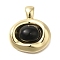 Brass Pendants, with Glass, Oval Charms, Real 18K Gold Plated, 21x20x10mm, Hole: 5x3.5mm