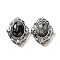 Natural Snowflake Obsidian Multi-Strand Links, Flower, with Brass Micro Pave Cubic Zirconia Findings, Rack Plating, Lead Free & Cadmium Free, 21x17.5x9.5mm, Hole: 1.8mm
