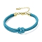 3MM Round Nylon Braided Cord Bracelet Making, Knot, with Golden 202 Stainless Steel Lobster Clasp & Brass Finding, Dark Turquoise, 6.69x0.39 inch(17x1cm)