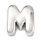 Brass Initial Beads, Platinum, Long-Lasting Plated, Rack Plating, Lead Free & Cadmium Free, Letter M, 21.5x18.5x7.5mm, Hole: 8.5x4.5mm