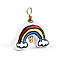 Handmade Porcelain Pendants, Rainbow Charms, with 304 Stainless Steel Finding, Colorful, 19x18.5x8.5mm, Hole: 2.5mm