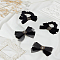 2Pcs Bowknot Polyester Hair Barrettes, with 2Pcs Bowknot Polyester Hair Ties, for Women Girls, Black, 60x115x30mm and 55x110mm