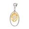 Alloy Pendants, with Glass, Oval, Light Khaki, Platinum, 53mm, Pendant: 37x21x9mm, Hole: 6mm