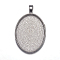 Alloy Pendant Cabochon Settings, Cadmium Free & Nickel Free & Lead Free, Plain Edge Bezel Cups, DIY Findings for Jewelry Making, Platinum Color, 39x25x3mm, Hole: 4mm, tray: 30x22.5mm