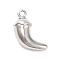 Brass Pendants, Pepper Charms, Rack Plating, Long-Lasting Plated, Lead Free & Cadmium Free, Platinum, 14x9x6mm, Hole: 1.2mm