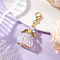Angel Glass Beaded & Alloy Pendant Decorations, Lobster Claw Clasp for Bag Ornaments, Clear, 48mm