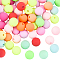 80Pcs Rubberized Style Opaque Acrylic Beads, Round, Mixed Color, 16mm, Hole: 3mm