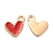 Alloy Enamel Charms, Heart Charms, Golden, Red, 10x9x1.2mm, Hole: 1.5mm