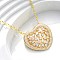 Brass Pave Clear Cubic Zirconia Heart Pendant Necklaces for Women, Real 18K Gold Plated, 17.83 inch(45.3cm)