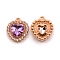 Alloy Rhinestone Pendants, Heart, Amethyst, 18x16x5mm, Hole: 1.4mm