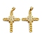 Brass Micro Pave Clear Cubic Zirconia Pendants, Long-Lasting Plated, Cross, Real 18K Gold Plated, 35x25.5x3mm, Hole: 2.5x4.5mm