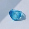 Heart Resin Finger Rings for Women, Deep Sky Blue, Inner Diameter: 17mm