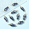 10Pcs Handmade Porcelain Pendants, with Iron Findings, Black, 30x10mm