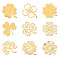 Nickel Decoration Stickers, Metal Resin Filler, Epoxy Resin & UV Resin Craft Filling Material, Golden, Saint Patrick's Day, Clover, 40x40mm, 9 style, 1pc/style, 9pcs/set
