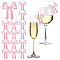 50Pcs Acrylic Wine Glass Charms, Drink Marker, Bowknot, Pink, 49x39x2.5mm