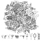 100Pcs 10 Style  Tibetan Style Alloy Pendants, Mixed Shapes, Antique Silver, 15~32.5x9~17x1~4.5mm, Hole: 1.2~3mm, 10pcs/style