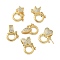 Brass Micro Pave Clear Cubic Zirconia Twister Clasps, Rack Plating, Cadmium Free & Lead Free, Long-Lasting Plated, Real 18K Gold Plated, Mixed Shapes, 14~15x11x5~5.5mm, Hole: 5.5mm