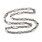 201 Stainless Steel Column and Oval Links Necklace, with 304 Stainless Steel Clasps, Stainless Steel Color, 23.23 inch(59cm)