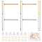 40Pcs 2 Color Rectangle Bar Brass Stud Earring Findings, with 100Pcs 304 Stainless Steel & Brass Jump Rings, 50Pcs Plastic Ear Nuts, Real Gold Plated & Real Platinum Plated, 12.5x1.5mm, Hole: 0.8mm, Pin: 0.7mm, 20Pcs/color