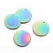 Ion Plating(IP) 304 Stainless Steel Pendants, Blank Stamping Tag, Flat Round, Rainbow Color, 25x1mm, Hole: 1.4mm