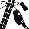 5 Yards Cotton Ribbons with Steel Eyelet Rings, with 1M Cotton String Threads, Black, 1/8~3/4 inch(3~20mm), Hole: 6mm
