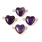 Natural Amethyst Love Heart Pendants, Brass Heart Charms, Golden, 15.5x23x6mm, Hole: 1.8~2mm