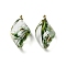 Inner Dried Flower Transparent Resin Pendants, with Brass Finding, Leaf Charms, Green, 27.5x15x7mm, Hole: 1.6mm