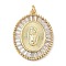 Brass Micro Pave Cubic Zirconia Pendants, Virgin Mary, Lead Free & Cadmium Free, Long-Lasting Plated, with Jump Ring, Oval, 25.5x19.5x3mm, Hole: 3mm