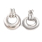 Non-Tarnish 304 Stainless Steel Stud Earrings, Ring, Stainless Steel Color, 30x23mm