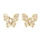 Brass Micro Pave Clear Cubic Zirconia Beads, Butterfly, Real 18K Gold Plated, 14.5x15.5x6.5mm, Hole: 2.2mm