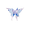 Glass Finger Rings, Butterfly, Light Sky Blue, Butterfly: 37x54mm 37x54mm, Inner Diameter: 17mm