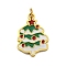 Christmas Theme Ion Plating(IP) 304 Stainless Steel Pendants, with Enamel and Jump Ring, Golden, Christmas Tree, 17x12x1mm, Hole: 2.5mm