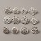 12Pcs 12 Style Rhinestone Flower Safety Pin Brooch, Silver Plated Alloy Badges for Backpack Clothes, Silver, 19.5~28.5x20~28.5x4~8mm, Pin: 0.8mm, 1Pc/style