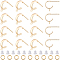 18Pcs Brass Round Stud Earrings Findings, Half Hoop Earring Findings with Horizontal Loops, with 40Pcs Plastic Ear Nuts, 20Pcs Brass Open Jump Rings, Real 18K Gold Plated, 13x3mm, Hole: 1.5mm, Pin: 0.8mm