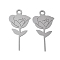 304 Stainless Steel Pendants/SIM Card Removal Openning Tool, Tray Eject Pins Needle Opener, Rose Flower, Stainless Steel Color, 31.5x15.5x1mm, Hole: 3mm, Pin: 1mm
