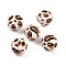 Painted Wood European Beads, Large Hole Beads, Round, White, Leopard, 15.5mm, Hole: 4~4.5mm