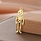 Stainless Steel Pendants, Skeleton, Real 18K Gold Plated, 28x13mm