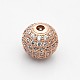 CZ Brass Micro Pave Grade AAA Clear Color Cubic Zirconia Round Beads KK-O065-8mm-05RG-NR-1