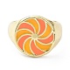 かざぐるま模様合金エナメルフィンガー指輪  ライトゴールド  オレンジ  3.5~16.5mm  usサイズ7 1/4(17.5mm) RJEW-Z008-15LG-E-2