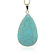 Platinum Plated Alloy Synthetic Turquoise Big Pendants PALLOY-J286-01P-2