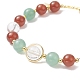 Bracelets extensibles en perles de pierres précieuses mélangées naturelles avec des breloques d'arbre de Noël en alliage d'émail BJEW-TA00267-4