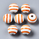 Painted Natural Wood European Beads WOOD-S057-047D-1