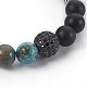 Natural Ocean Jasper and Natural Black Agate(Dyed) Beads Stretch Bracelets BJEW-JB04005-04-2