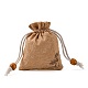 黄麻布製梱包袋ポーチ  巾着袋  木製のビーズで  ビスク  10~10.1x8.2~8.3cm ABAG-L006-A-01-3