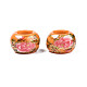 Perles rondelles acryliques opaques imprimées de fleurs SACR-S305-27-I04-2