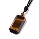 Adjustable Natural Tiger Eye Rectangle Pendant Necklace with Nylon Cord for Women NJEW-L171-03B-3