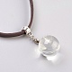 Dried Dandelion Inside Glass Pendant Necklaces NJEW-JN02210-01-3